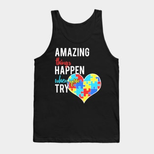 Autism Awareness Heart Puzzle Piece For Amazing Kids Tank Top